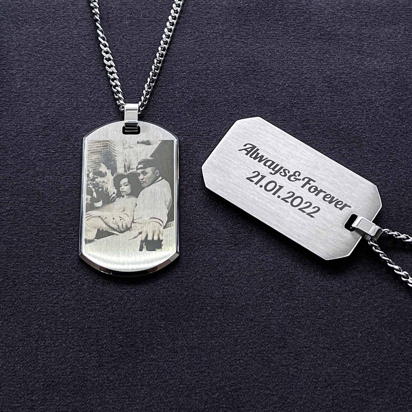 Stainless Steel Personalised Photo & Text Necklace