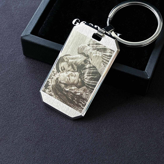 Stainless Steel Personalised Photo & Text Keychain