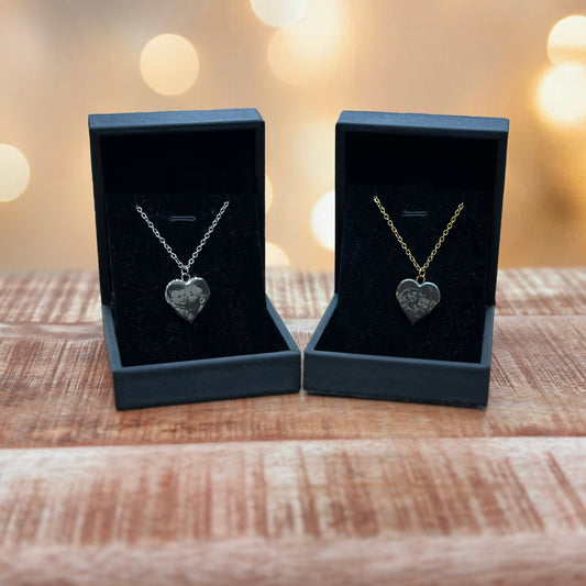 Two Tone 18K Gold Plated Personalised Photo & Text Heart Shaped Necklace